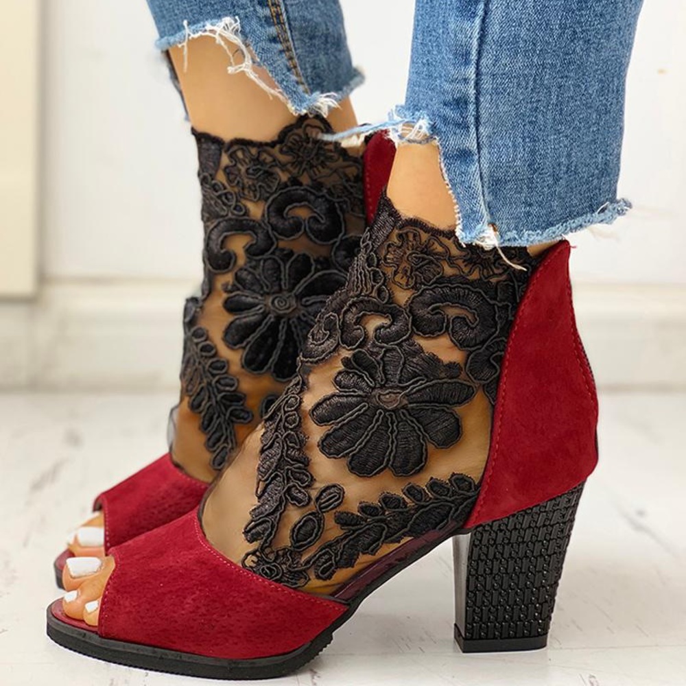 Lace mesh heels